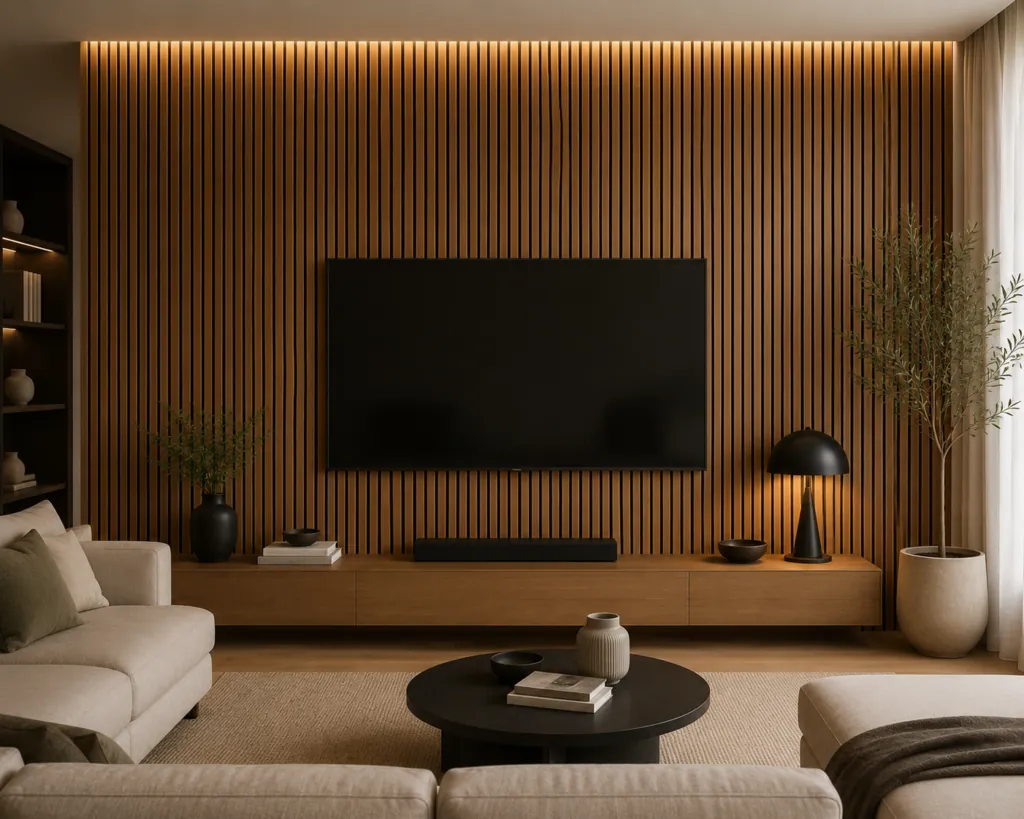 Natural Oak acoustic slat wall panel