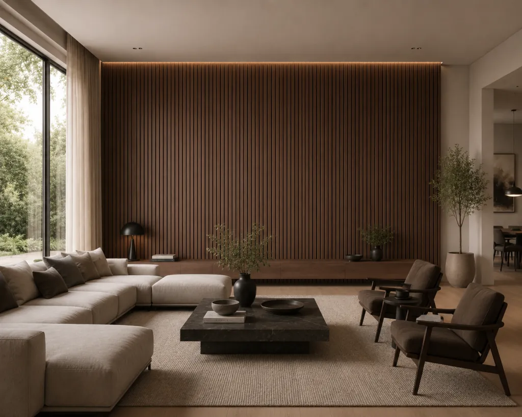 Walnut acoustic slat wall panel