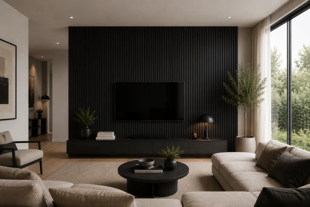 Black Oak acoustic slat wall panel