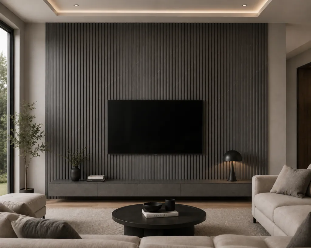 Grey stone effect acoustic wall panel