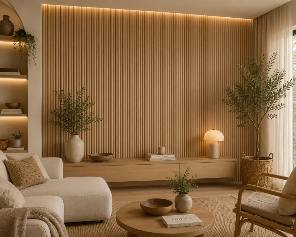 Half Round Natural Oak acoustic wall panel