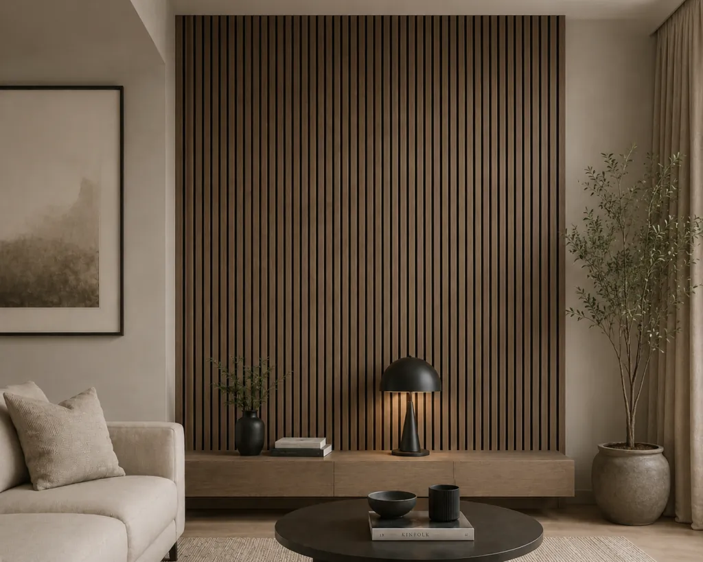 Smoke Oak acoustic slat wall panel