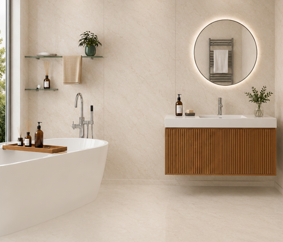 10mm Beige Marble PVC Wall Panel: Warm, Waterproof & Easy to Fit